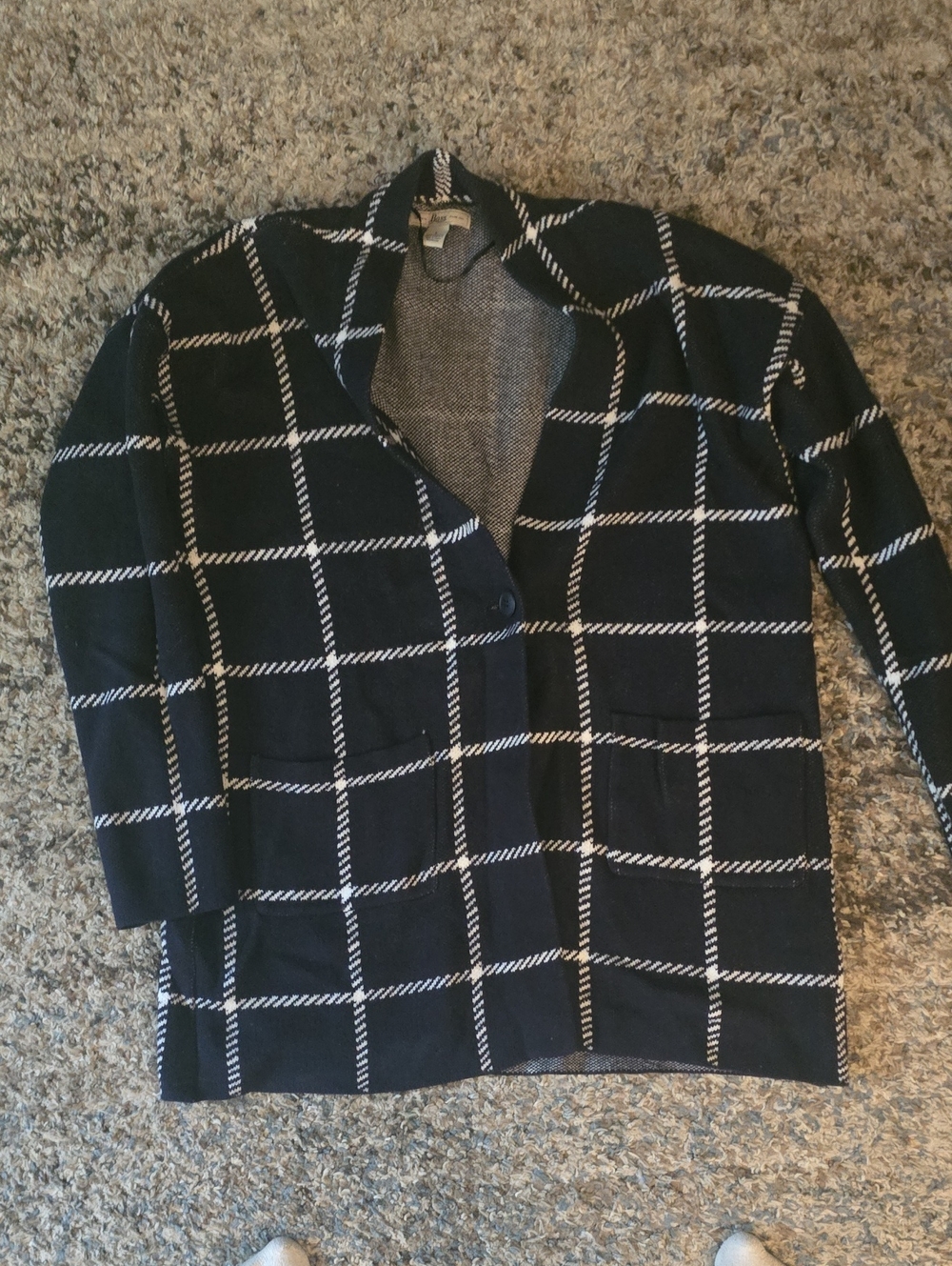 Bass Blue Knit Blazer with White Windowpane